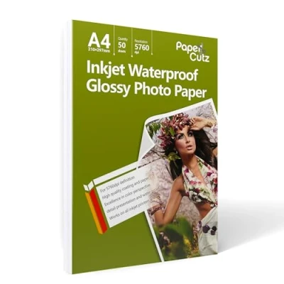 Image of PaperCutz Premium Quality 160gsm A4 High Gloss Photo Paper Inkjet 100 Sheets
