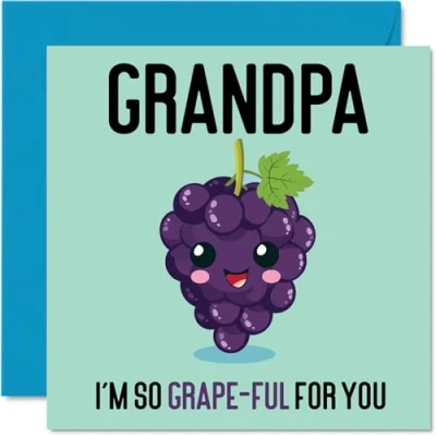 Image of Thank You Cards for Grandpa Grape Ful Funny Happy Birthday Card from Grandson Granddaughter, Gifts, 145mm x Joke Greeting Men Him