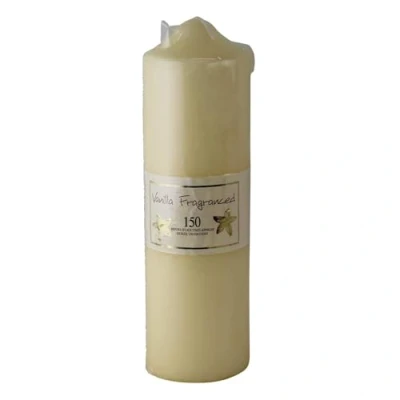 Image of Carousel Home and Gifts 24 x 7cm 150 Hour Overdipped Vanilla Scented Pillar Votive Wax Candle Cream