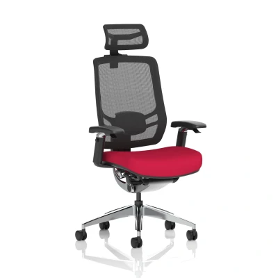 Image of Ergo Click Fabric Seat Bergamot Cherry Black Mesh Back with Headrest