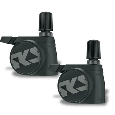 Image of SKS GERMANY AIRSPY AV Set of 2 Tyre pressure monitoring system with permanent measurement (bicycle accessories for mounting on valves, dust &amp; waterproof, can be used as digital gauge).