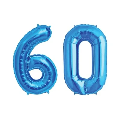 Image of Blue Number 60 Large Helium Foil Balloon Birthday Party Wedding Anniversary Decoration 101cm