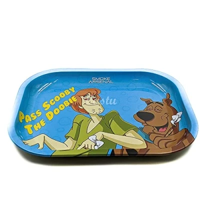 Image of Rolling Tray Small Metal Smoking Various Cartoon Designs (Scooby)
