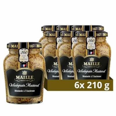 Image of Maille Wholegrain Mustard since 1747 for pork, beef, and salad dressings 6x 210 g