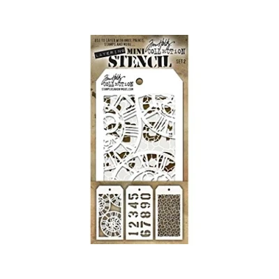 Image of Stampers Anonymous Tim Holtz Mini Layered Stencil Set #2,Multicolor,8.61x21x0.2 cm