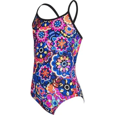 Image of Zoggs Girls&#039; Flower Sizzle Starback Eco Fabric One Piece Swimsuit, Multi, 26 UK/116cm (6 years)