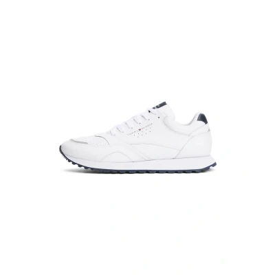 Image of Tommy Hilfiger Men’s New EVA Leather Runner Trainers, White (White), 10.5