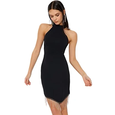 Image of Trendyol FeMan Bodycon Fitted Woven Dress,Black,40