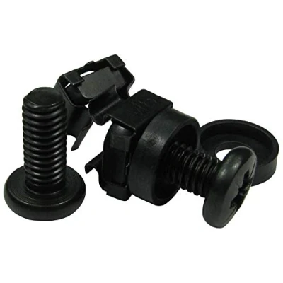 Image of Ex Pro M6 Cage Nuts Bolts &amp; Washers Screw Set for Network Cabinets 19&quot; Server Rack Mount Patch Panel Casing Housing, Black 100 Pack