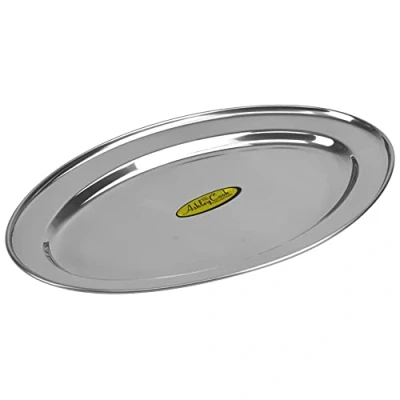 Image of Stainless Steel Round, Oval Serving Trays (45cm Plate)