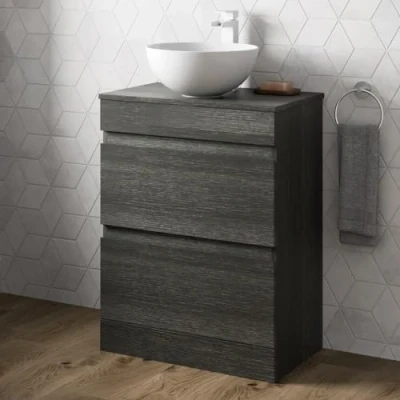 Image of Artis 600mm Bathroom Vanity Unit Countertop Oval Basin Charcoal Grey