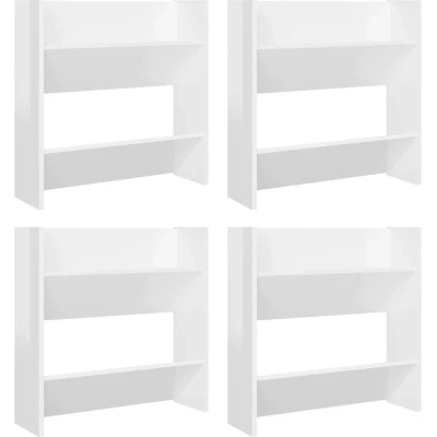 Image of vidaXL Scandinavian Style Wall Mounted Shoe Cabinets 4 pcs, High Gloss White Finish, Made of Durable Engineered Wood, Simplistic Modern Design