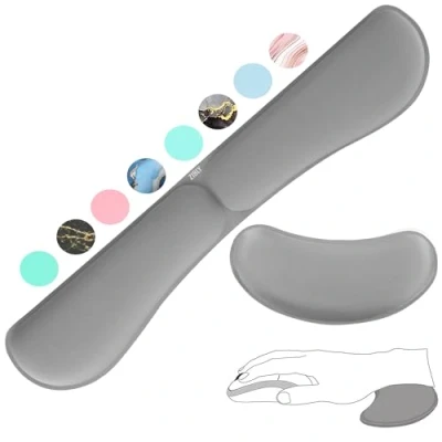 Image of ZIBLY Wrist Rest Keyboard and Mouse Set Anti Skid Non Slip Ergonomic Cushion Support Pad Easy Typing,Pain Relief Premium Memory Foam for Work from Home (Wrist Grey)
