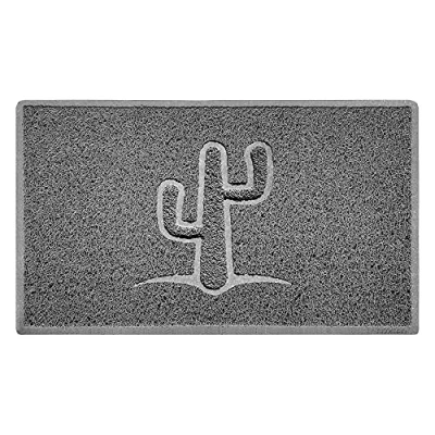 Image of Nicoman Cactus Embossed Shape Door Mat Dirt Trapper Washable Barrier Doormat (Use Indoor or Sheltered Outdoor) (75x44cm/29.5x17.3inches,Medium) Grey