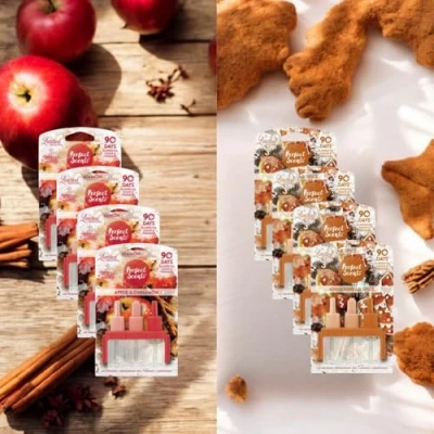 Image of 8Pack Air Freshener Plug in Refill 3volution Compatible with 8Pcs Wax Melts (Apple Cinnamon &amp; Gingerbread Spice)