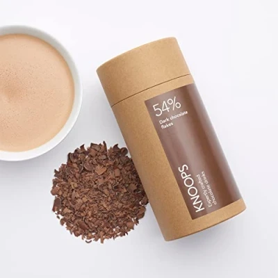 Image of Knoops Luxury Hot Chocolate Flakes, 54% Dark Chocolate, Cocoa, Luxurious Vegan Treat with All Natural Ingredients 250g (approx 7 servings)