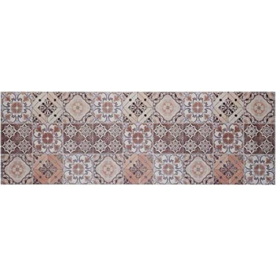 Image of Baroni Kitchen Vinyl Runner Rug 60 x 180 Cm Decorative Majolica Colorful PVC Non Slip Washable