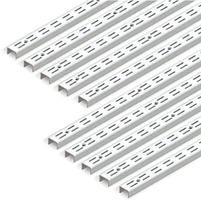 Image of Emuca Twin slot wall rail (grid dimension: 32mm) for shelf brackets, White, L 951mm, Set of 10 pieces