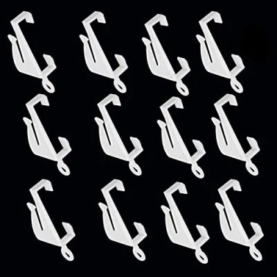 Image of 100 PCS Curtain Hooks, Rail Gliders Plastic White Track Hooks Hanging Drapery for Door Window