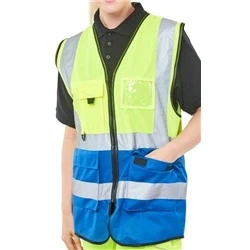 Image of Two Tone Executive Waistcoat Saturn Yellow / Royal 3XL