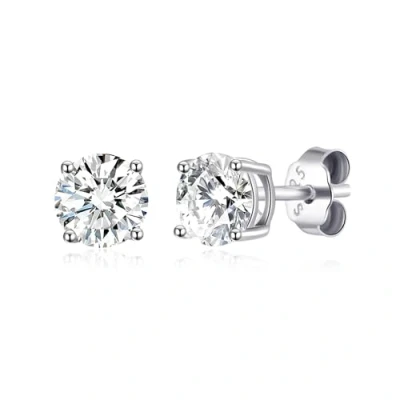 Image of Philip Jones Sterling Silver April (Diamond) Birthstone Earrings Created with Zircondia® Crystals