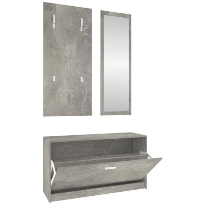 Image of vidaXL 3 in 1 Shoe Cabinet Set Concrete Grey Engineered Wood