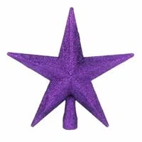 Image of Christmas Decoration Tree Top 200mm Shatterproof Glitter Star Purple 5825