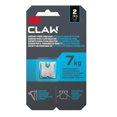 Image of 3M CLAW 7 kg 3PH7 2WMR Plasterboard Hook 2 Hooks