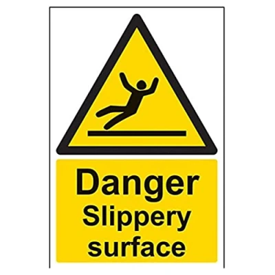 Image of V Safety Danger Slippery Surface Warning Sign 200mm x 300mm 1mm Rigid Plastic