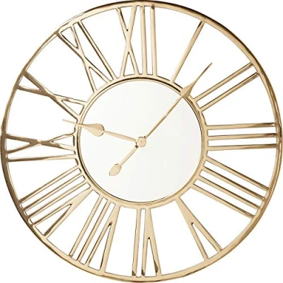 Image of Kare Design Wall Clock Giant, Gold, Steel, Ø80cm, Analogue, Home Decor, Large for Living Room, Hallway, Bedroom, Battery Operated