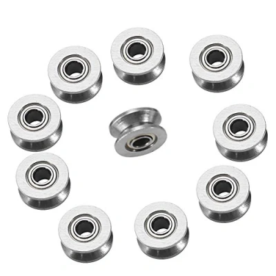 Image of 10Pcs V624ZZ V Groove Ball Bearings, Guide Pulley Bearing Carbon Steel Double Shielded Replacement Bearings for Linear Rail 4*13*6mm