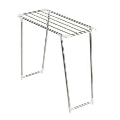 Image of WENKO 3774020100 Laundry dryer Profi Single 5.5 m drying length, Metal Stainless steel, 87 x 79 39 cm, Silver matt