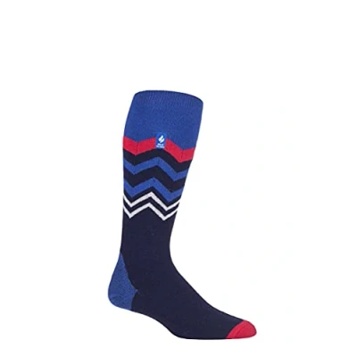 Image of Mens 1 Pair SOCKSHOP Heat Holders 1.0 TOG Slalom Adventure Ultra Lite Ski Socks Navy Zig Zag 6 11