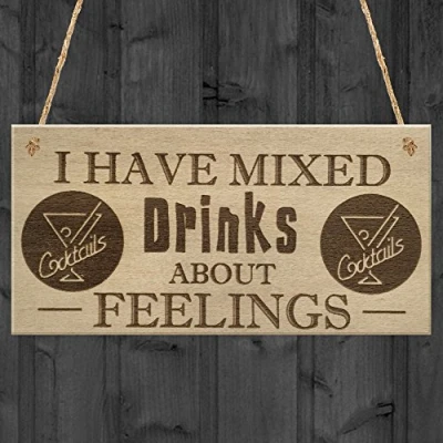 Image of RED OCEAN Mixed Drinks Alcohol Wine Funny Friendship Gift Hanging Plaque Home Bar Pub Sign