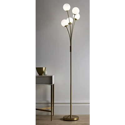 Image of Mabel 5 Light Satin Brass Floor Lamp