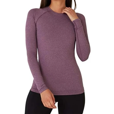 Image of TCA Womens Thermal Tops Long Sleeve Compression Shirt Base Layer Women Sports Running Gym Skiing Top Prune, S