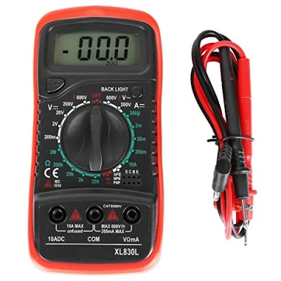 Image of Multimeter, XL830L Voltmeter Ammeter Ohmmeter Handheld LCD Digital Current Voltage Tester Electricians Test Tools(XL830L Red)