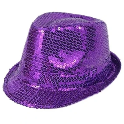 Image of Wicked Fun Mens Ladies Trilby HAT Sequin Fedora 1920&#039;S Gangster Fancy Dress Dance Show Unisex Accessory (Black)