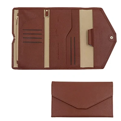 Image of Multi Purpose Travel Wallet, RFID Blocking Wallet Passport Holder, Document Organizer Cover Case for Passport, Credit Card (Brown)