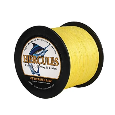 Image of Hercules Braided Fishing Line 2000m 2187yds 10lbs 200lbs Pe Superline 8 Strands (Yellow 50lb/22.7kg 0.37mm)