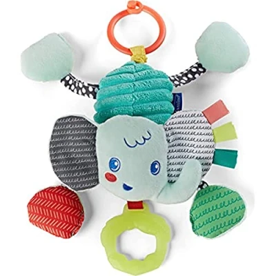 Image of INFANTINO Pull &amp; Shake Jittery Pal Elephant, Blue and Colourful