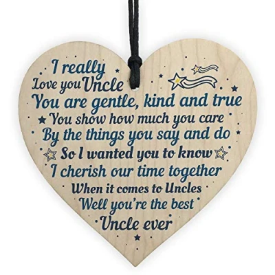 Image of RED OCEAN Uncle Cards Wooden Heart Gifts For Birthday Him Thank You Family Plaque