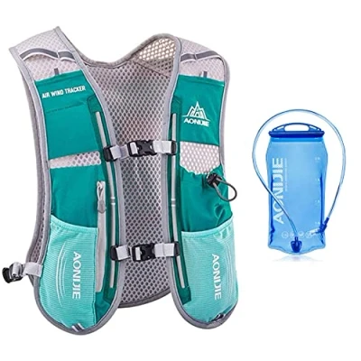 Image of 5L Lightweight Running Backpack Outdoor Sports Trail Racing Marathon Hiking Fitness Bag Hydration Vest Pack for Men Women with 1.5L or 500ml Kettle (Hellblue water bladder, One Size)