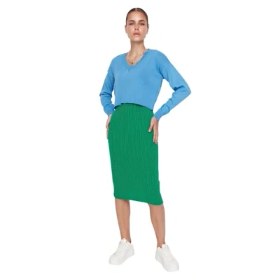 Image of Trendyol Women Midi Bodycon Slim Knitwear Dress Green