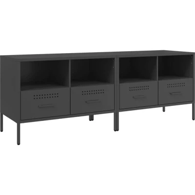 Image of vidaXL TV Cabinets 2 pcs Black 68x39x50.5 cm Steel