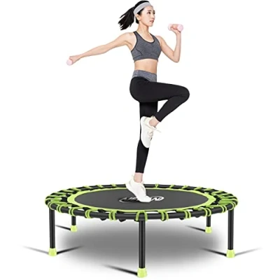 Image of Newan 40&#039;&#039; Silent Fitness Mini Trampoline Indoor Rebounder for Adults Best Urban Cardio Jump Workout Trainer, Covered Bungee Rope System Max Limit 330 lbs