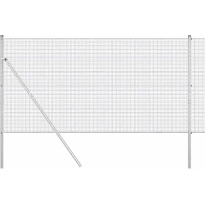 Image of vidaXL Welded Wire Fence with 13 Posts 1.4x50 m Galvanised Steel