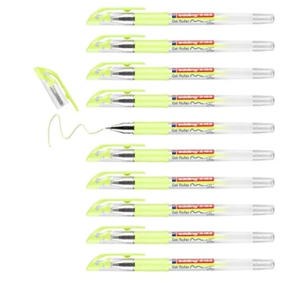 Image of edding 2185 gel roller pastel yellow box of 10 0.7 mm pen for writing, drawing, colouring mandalas, bullet journals pen, colour