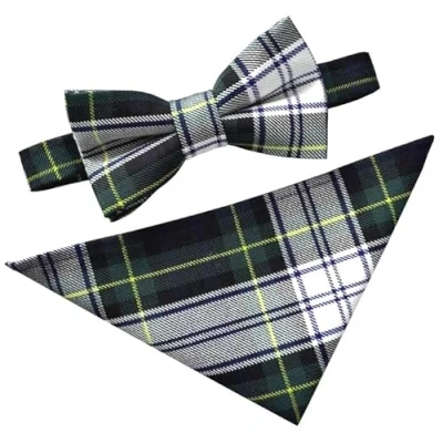 Image of Gordon Dress Tartan Scottish Plaid Bow Tie &amp; Hanky Set