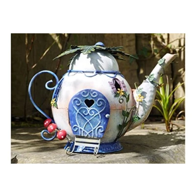 Image of Fairy Teapot House Tree Garden Ornament Elf Metal Home Sculpture Decor NEW (Fairy House)